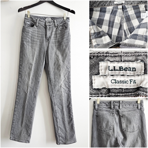 Vintage Y2K L.L. Bean Classic Fit Gray Flannel Cotton Lined Jeans Size 4 Regular - Picture 1 of 15